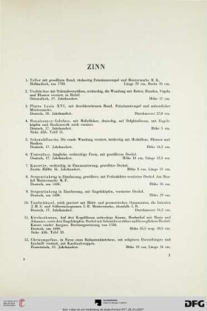 Zinn (Nr. 1-161)