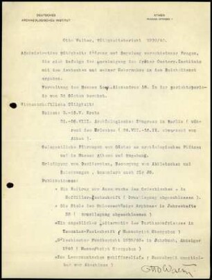 Tätigkeitsbericht 1939 - 1940