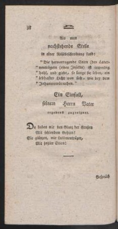 Als man nachstehende Stelle in einer Reisebeschreibung fand: