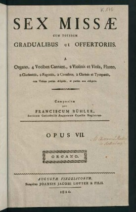 1-48, Sex Missae. Opus VII. Organo.