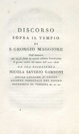 Discorso Sopra Il Tempio Di S. Georgio Maggiore