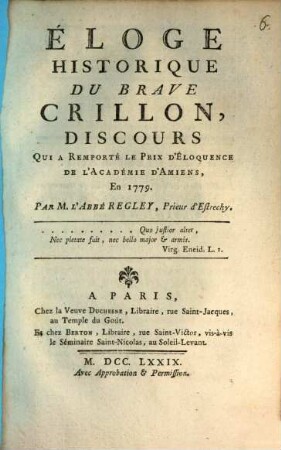 Eloge historique du brave Crillon