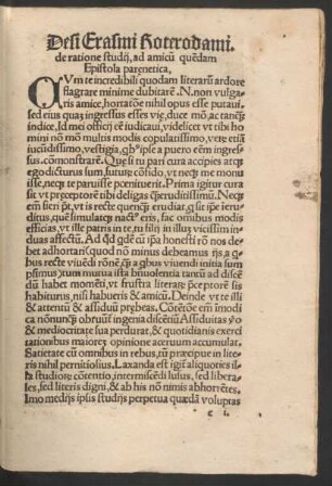 Desi Erasmi Roterodami. de ratione studii, ad amicu[m] que[n]dam Epistola paraenetica,