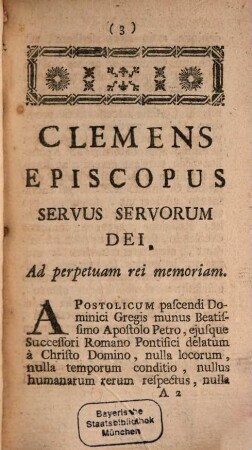 Clementis Papae XIII. Constitutio, quo Institutum Societatis Jesu denuo approbatur