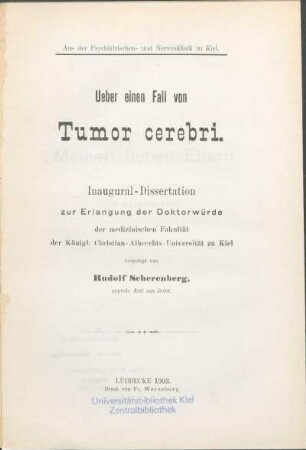 Ueber einen Fall von Tumor cerebri