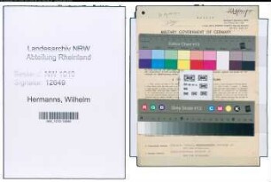 Entnazifizierung Wilhelm Hermanns , geb. 11.04.1905 (Brandmeister)