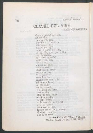 Clavel del aire : Canción porteña