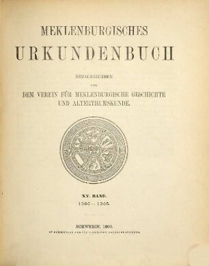 Meklenburgisches Urkundenbuch, 15. 1360 - 1365