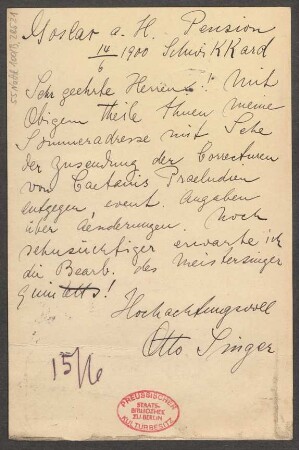 Brief an B. Schott's Söhne : 14.06.1900