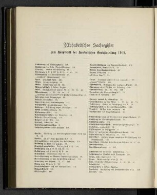 Alphabetisches Sachregister zum Hauptblatt der Hanseatischen Gerichtszeitung 1909.