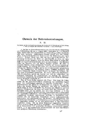 Chronik der Reformbestrebungen : X. XI.