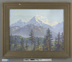 Der Watzmann in Abendbeleuchtung von der Villa Belvedere in Berchtesgaden gesehen