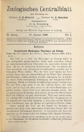 Zoologisches Zentralblatt. 3. 1896