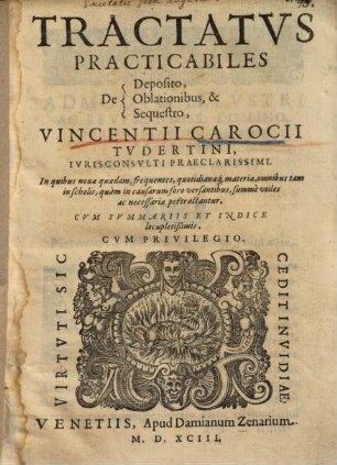 Tractatus practicabiles de deposito, oblationibus et sequestro