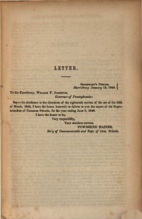 Report of the Superintendent of Common Schools of Pennsylvania : for the year ending ... ; Pennsylvania Common Schools. 1848, 1. Juni