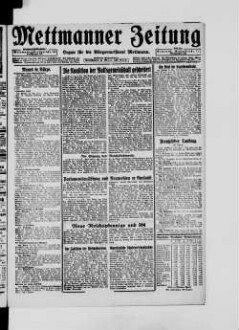 Mettmanner Zeitung. 1919-1940