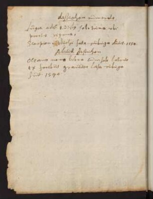 1v, Zwei Distichen über Herzog Ludwig, datiert Tubinga 1550 und 1540.