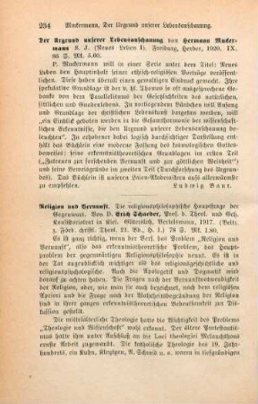 234 [Rezension] Muckermann, Hermann, Der Urgrund unserer Lebensanschauung