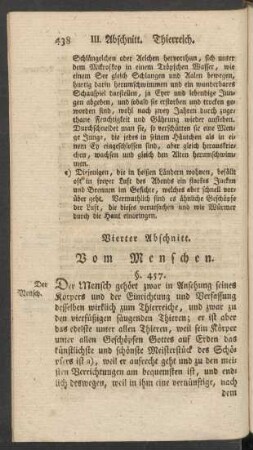 Vierter Abschnitt. Vom Menschen.