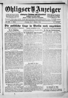 Ohligser Anzeiger : Ohligser Zeitung und Tageblatt ; einzige in Ohligs erscheinende Tageszeitung