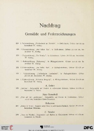 Nachtrag: Gemälde und Federzeichnungen (Nr. 228-247)