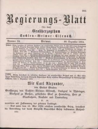 108. Gesetz, betreffend die definitive Fortdauer des provisorischen Gesetzes vom 15. Mai 1884 wegen Anwendung des durch Königlich Bayrisches Gesetz erhöhten Malzaufschlags im Vordergerichte Ostheim