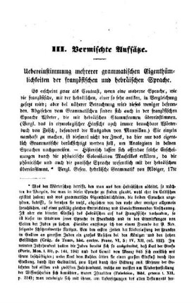 Uebereinstimmung mehrerer grammatischen Eigenthümlichkeiten der französischen und hebräischen Sprache