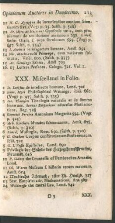 XXX. Miscellanei