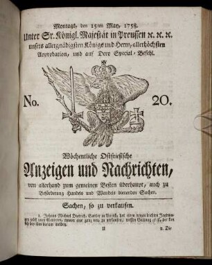 No. 20. Montags, den 15ten May, 1758.