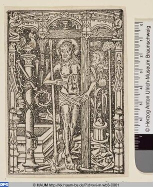 Christus als Schmerzensmann, umgeben von den Leidenswerkzeugen