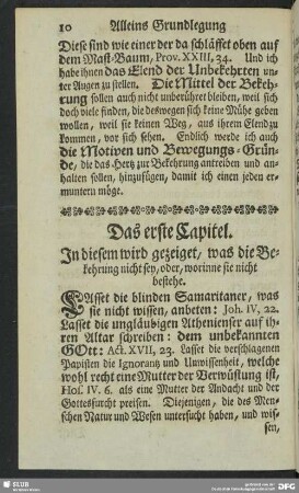 Das erste Capitel. In diesem wird gezeiget, was die Bekehrung nicht sey, oder, worinne sie nicht bestehe