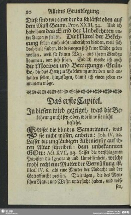 Das erste Capitel. In diesem wird gezeiget, was die Bekehrung nicht sey, oder, worinne sie nicht bestehe