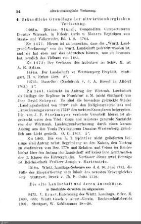 4. Urkundliche Grundlagen der altwürttembergischen Verfassung