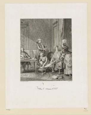 Le Lever, Blatt 13 der Folge "Suites d'Estampes pour servier a l'Histoire du Costume en France dans le Dix-Huitième Siècle"
