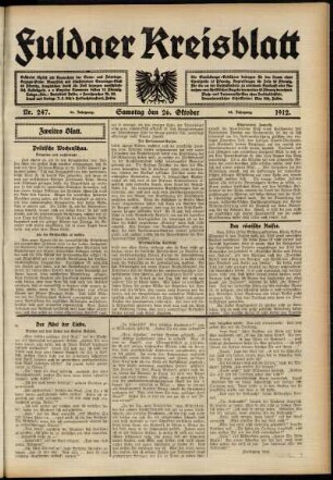 Zweite Ausgabe vom Samstag, den 26. Oktober 1912.