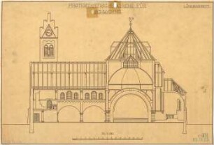 Fischer, Theodor; München - Schwabing; Prot. Kirche Schwabing (Erlöserkirche) - Längsschnitt