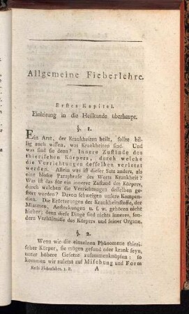 Erstes Kapitel. Einleitung in die Heilkunde überhaupt.