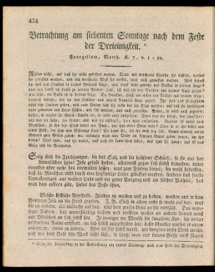 Betrachtung am siebenten Sonntage nach dem Feste der Dreieinigkeit