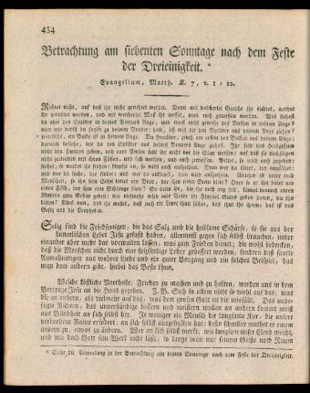 Betrachtung am siebenten Sonntage nach dem Feste der Dreieinigkeit