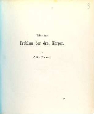Über das Problem der drei Körper