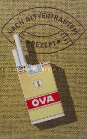 Werbeaufsteller für "Ova"-Zigaretten,"Nach altvertrautem Rezept"