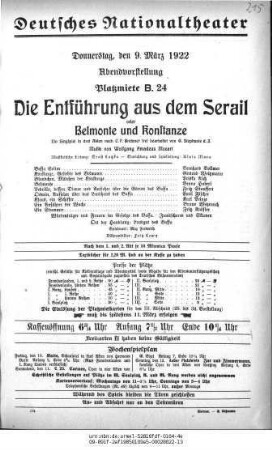 Die Entführung aus dem Serail oder Belmonte und Konstanze