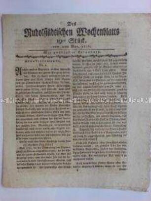 Rudolstädtisches Wochenblatt, 9. Jg. 1777 Nr. 19