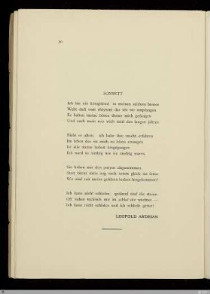 Sonnett / Leopold Andrian