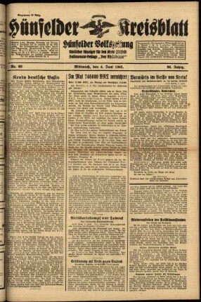 Ausgabe vom Mittwoch, den 04. Juni 1941.