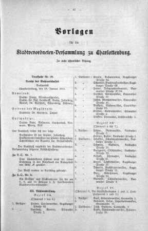 In nicht öffentlicher Sitzung (18), 20. Januar 1915
