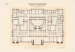 Reichstag, Berlin Zweiter Wettbewerb: Grundriss EG 1:200