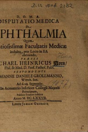 Disputatio Medica De Ophthalmia