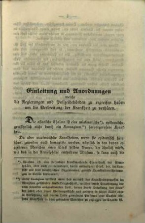 Anweisung, sich gegen die asiatische Brechruhr (Cholera) zu schützen : dieselbe bis zur Ankunft e. Arztes, u. im Nothfalle selbst zu behandeln