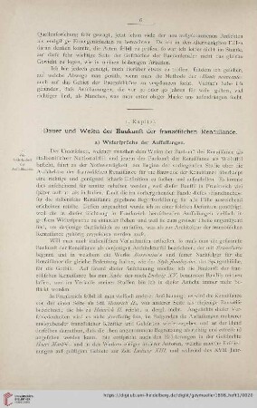 1. Kapitel: Dauer und Wesen der Baukunst der französischen Renaissance